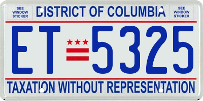DC license plate ET5325