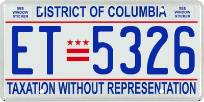 DC license plate ET5326