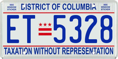 DC license plate ET5328