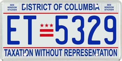 DC license plate ET5329
