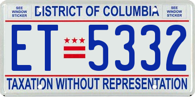 DC license plate ET5332