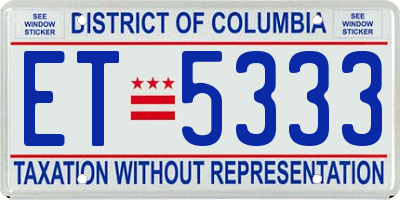 DC license plate ET5333