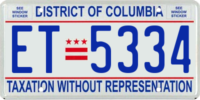 DC license plate ET5334