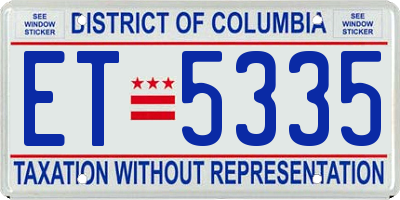 DC license plate ET5335