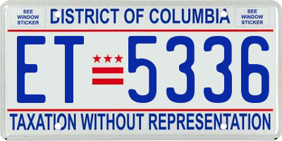 DC license plate ET5336
