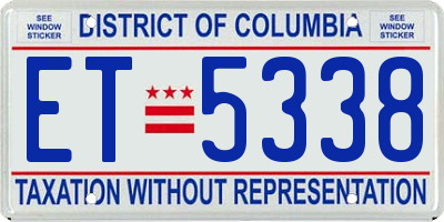 DC license plate ET5338