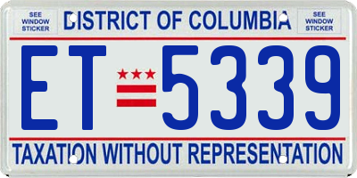 DC license plate ET5339