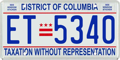 DC license plate ET5340