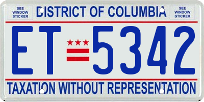 DC license plate ET5342