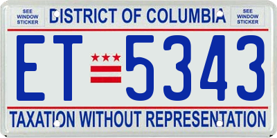 DC license plate ET5343