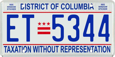 DC license plate ET5344