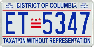 DC license plate ET5347