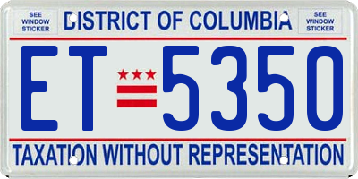 DC license plate ET5350