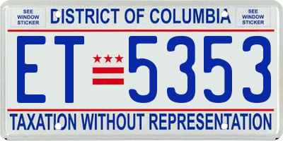 DC license plate ET5353