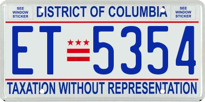 DC license plate ET5354