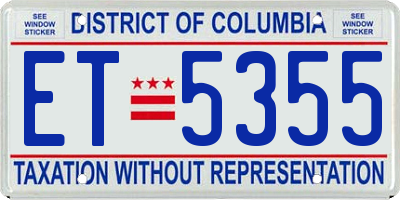 DC license plate ET5355