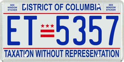 DC license plate ET5357