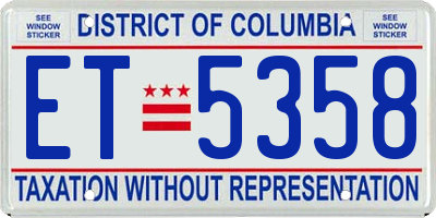 DC license plate ET5358