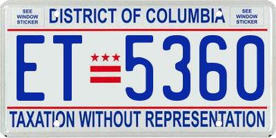 DC license plate ET5360