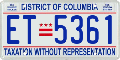DC license plate ET5361