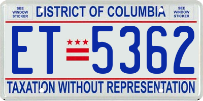DC license plate ET5362