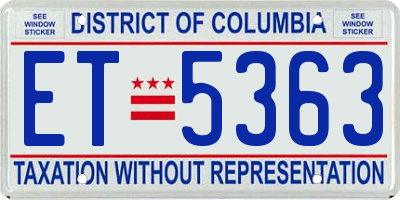 DC license plate ET5363
