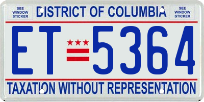 DC license plate ET5364