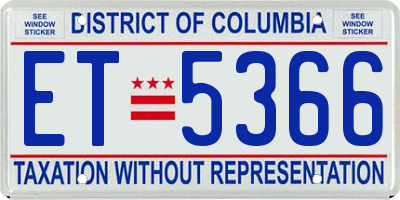 DC license plate ET5366