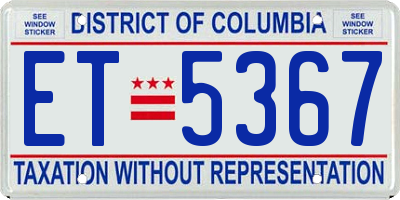DC license plate ET5367