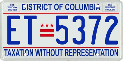 DC license plate ET5372