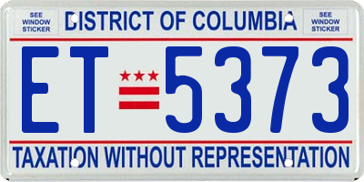 DC license plate ET5373
