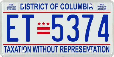 DC license plate ET5374