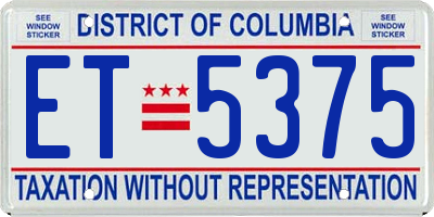 DC license plate ET5375