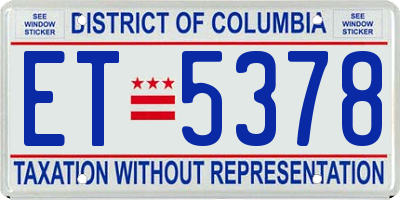 DC license plate ET5378