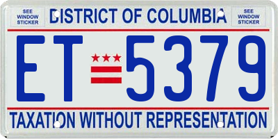 DC license plate ET5379