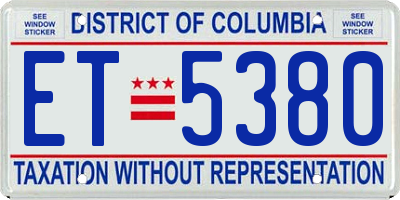 DC license plate ET5380