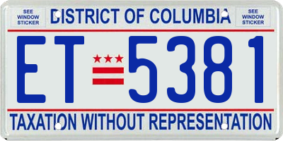 DC license plate ET5381