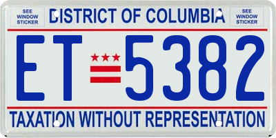 DC license plate ET5382