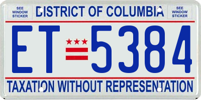 DC license plate ET5384