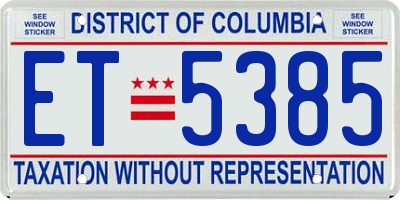 DC license plate ET5385