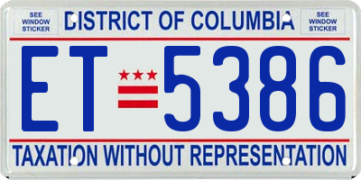 DC license plate ET5386