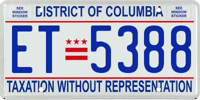 DC license plate ET5388