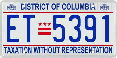 DC license plate ET5391