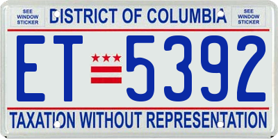 DC license plate ET5392