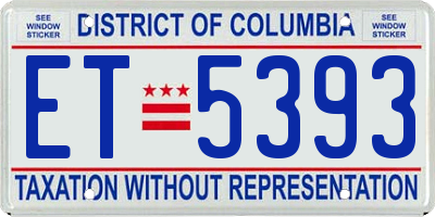 DC license plate ET5393