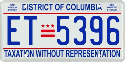 DC license plate ET5396