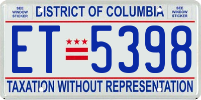 DC license plate ET5398