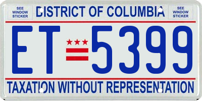 DC license plate ET5399