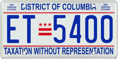 DC license plate ET5400