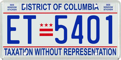 DC license plate ET5401